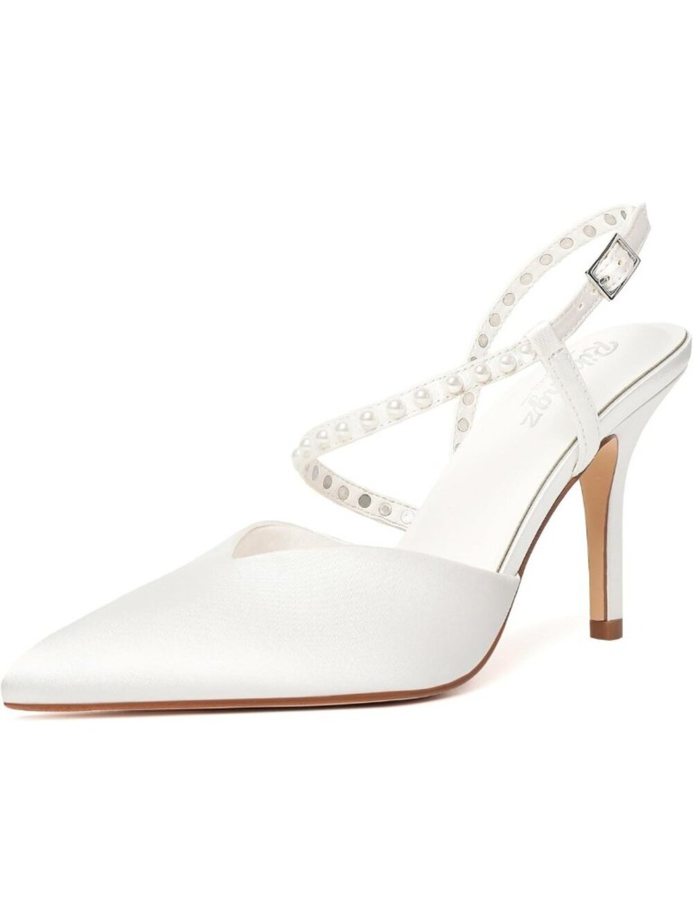 Elegant Pearl High Heels for Women - Pointed Toe Stiletto Ankle Strap Wedding